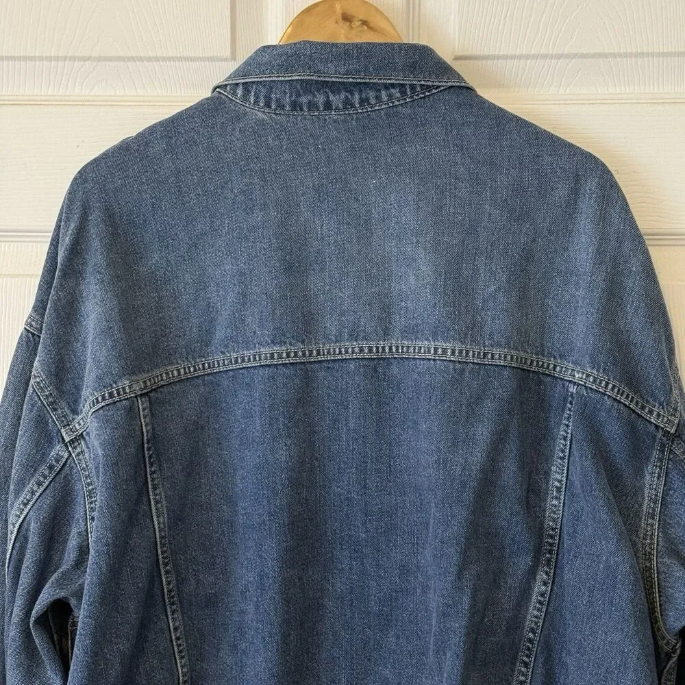 Old Navy Oversized Jean Trucker Jacket Denim Blue Medium Wash Size XL NWOT